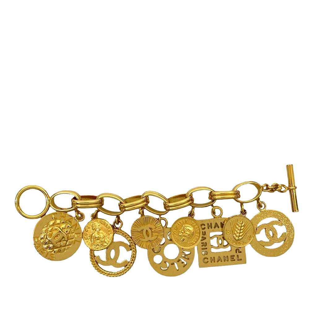 Chanel CC Gold Plated Multi Charm Chain Bracelet - 2
