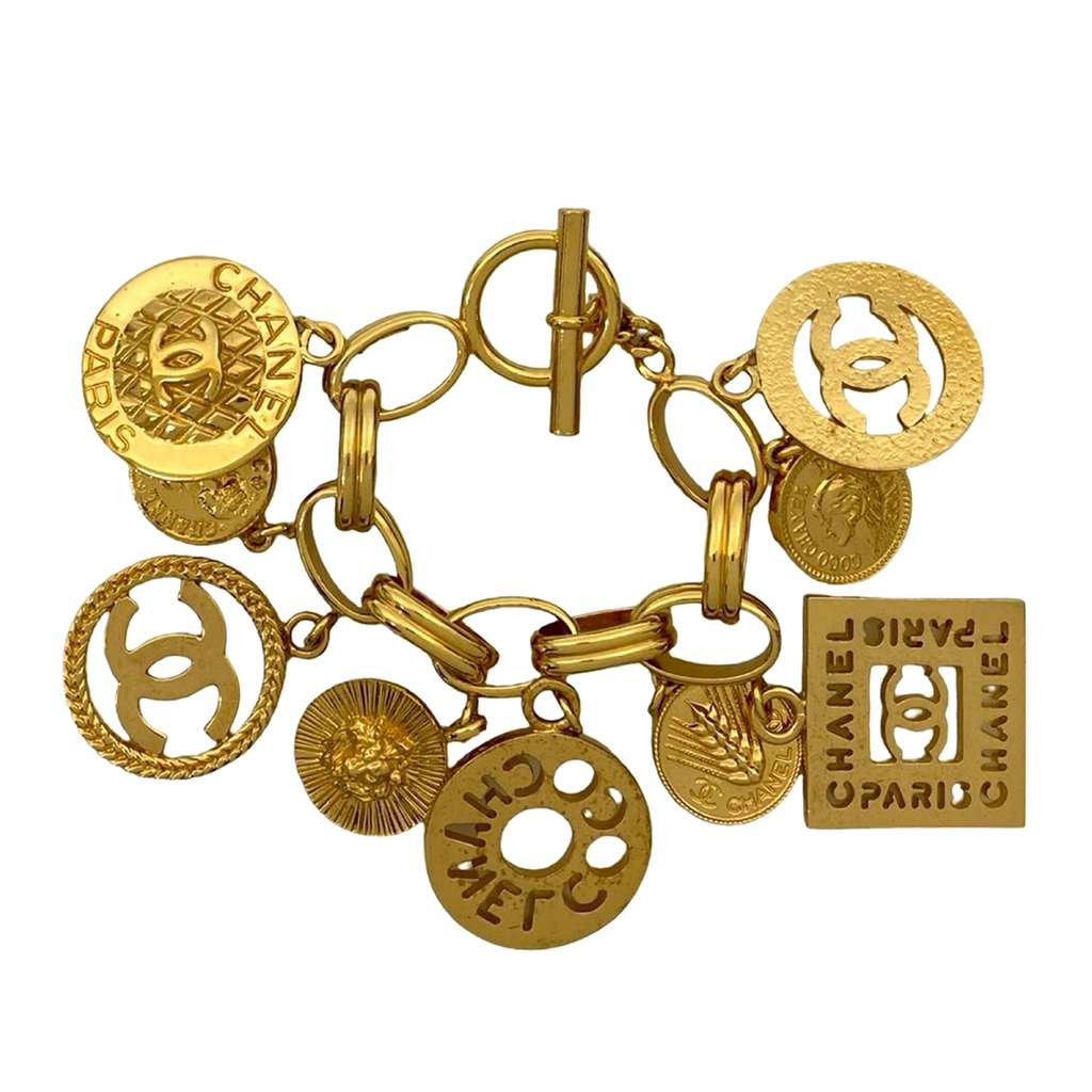 Chanel CC Gold Plated Multi Charm Chain Bracelet - 3