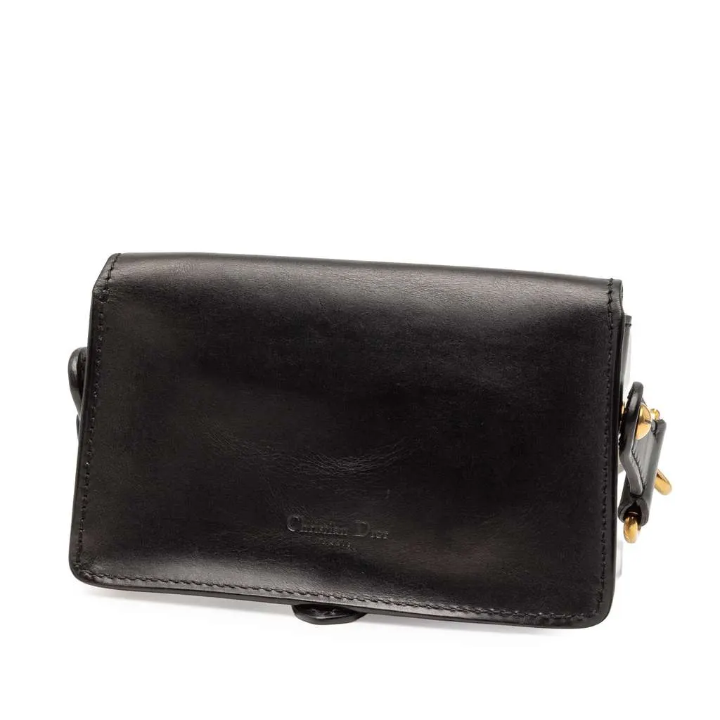 Dior Mini Leather D Bee Saddle Bag Black Leather Very good - Back View