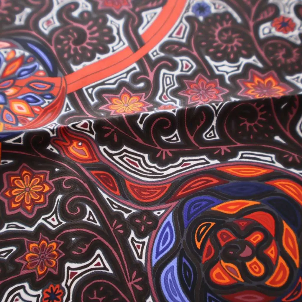 Hermès L Arbre Du Vent Silk Scarf 90 Red Silk Good - Model View