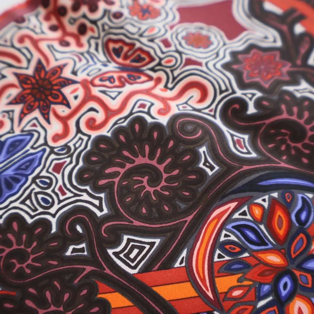 Hermès L Arbre Du Vent Silk Scarf 90 Red Silk Good - Box View