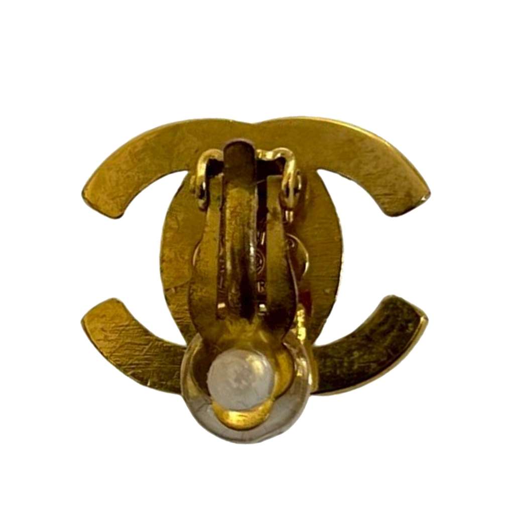 Chanel CC Gold Plated Turn Lock Clip on Earrings - 3