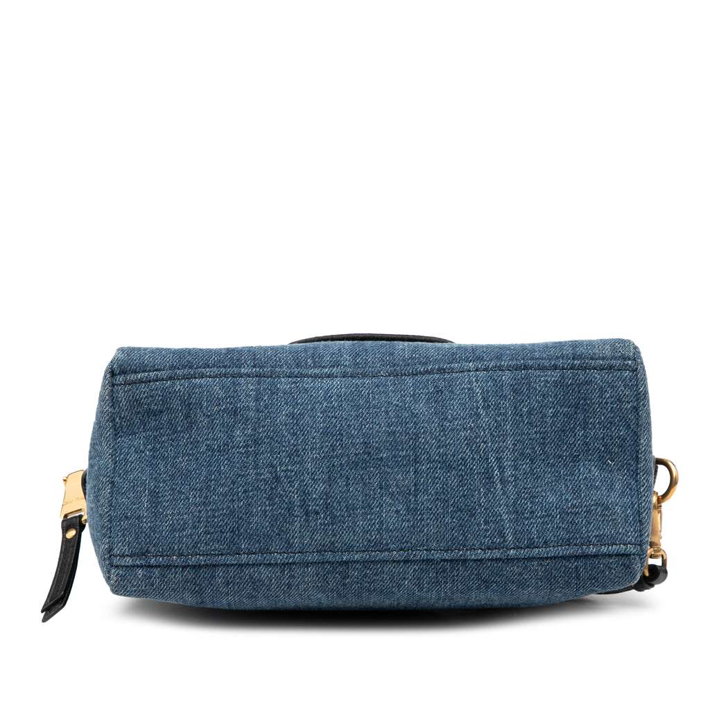 Miu Miu Denim Embroidered Logo Wristlet Pouch - 3