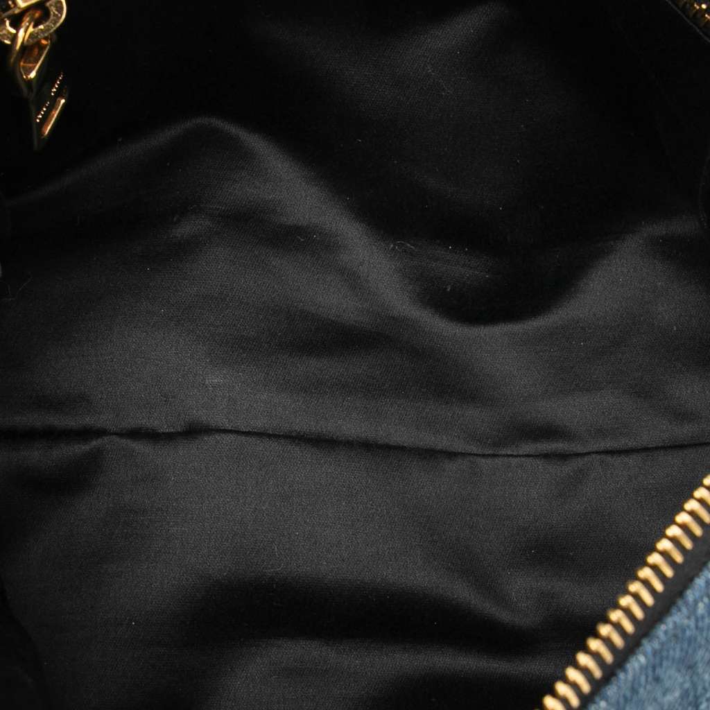 Miu Miu Denim Embroidered Logo Wristlet Pouch - 4