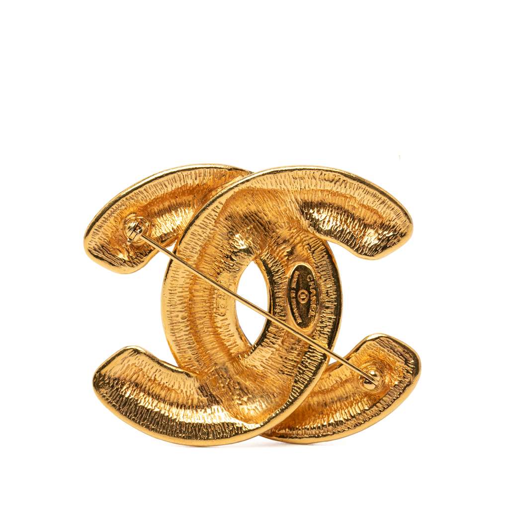 Chanel CC Gold Plated Quilted Brooch - 2