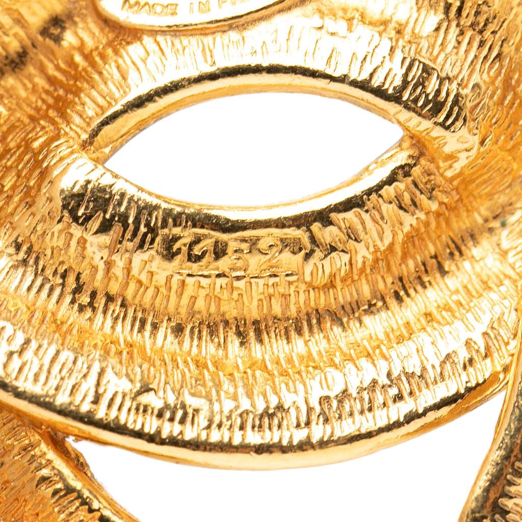 Chanel CC Gold Plated Quilted Brooch - 4