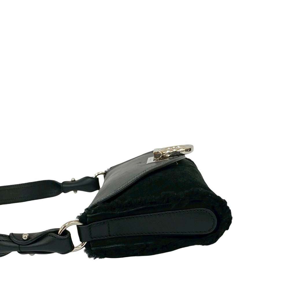 Salvatore Ferragamo Suede and Calfskin Gancini Shoulder Bag - 5