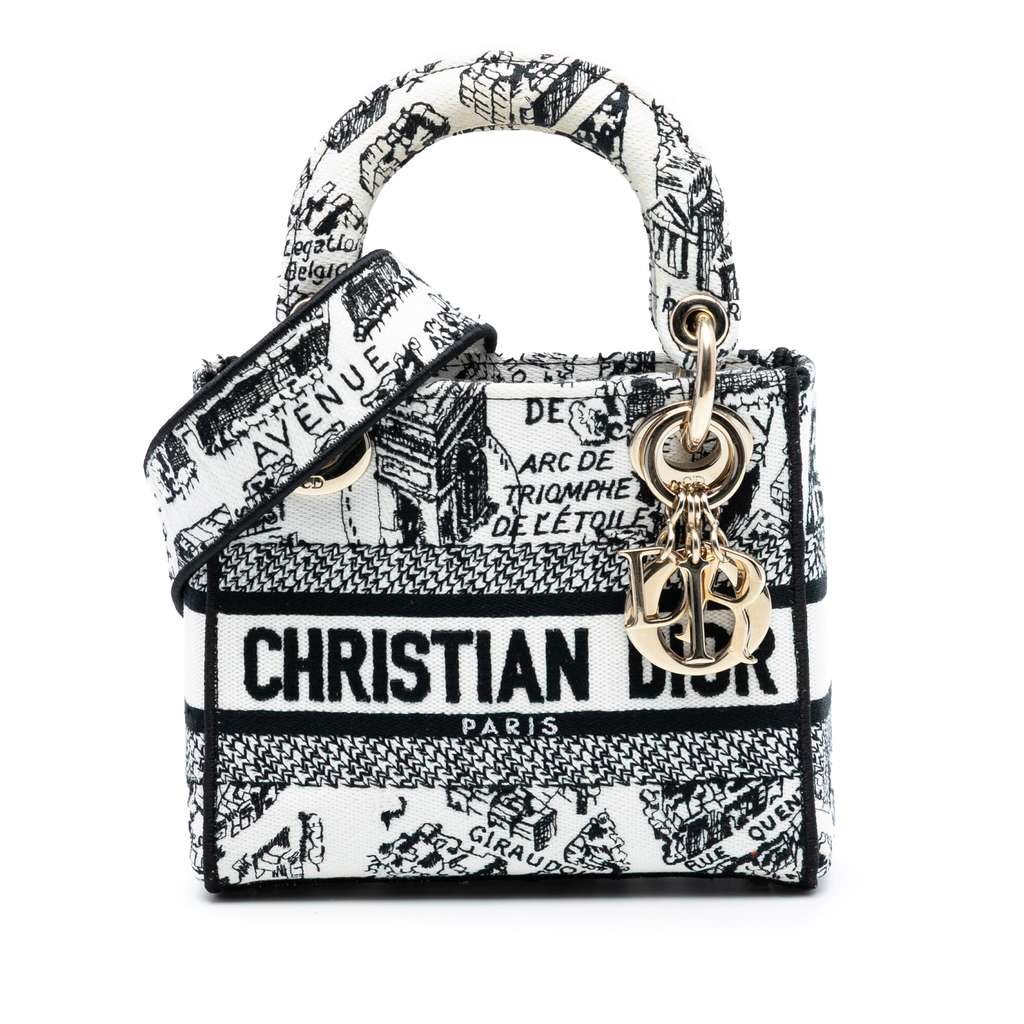 Dior Mini Embroidered Canvas Plan de Paris Lady D Lite