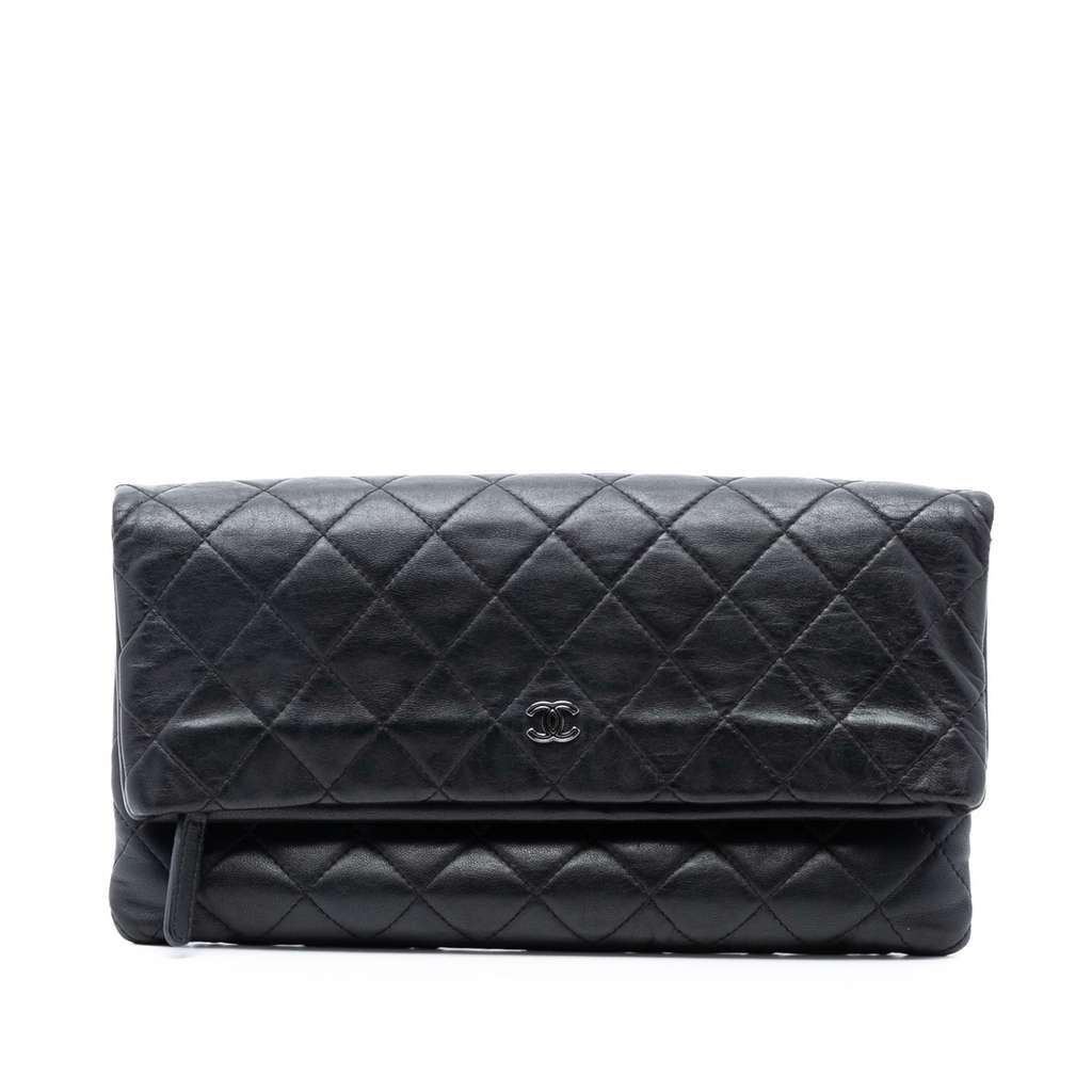 Chanel Quilted Lambskin CC Beauty Foldover Clutch