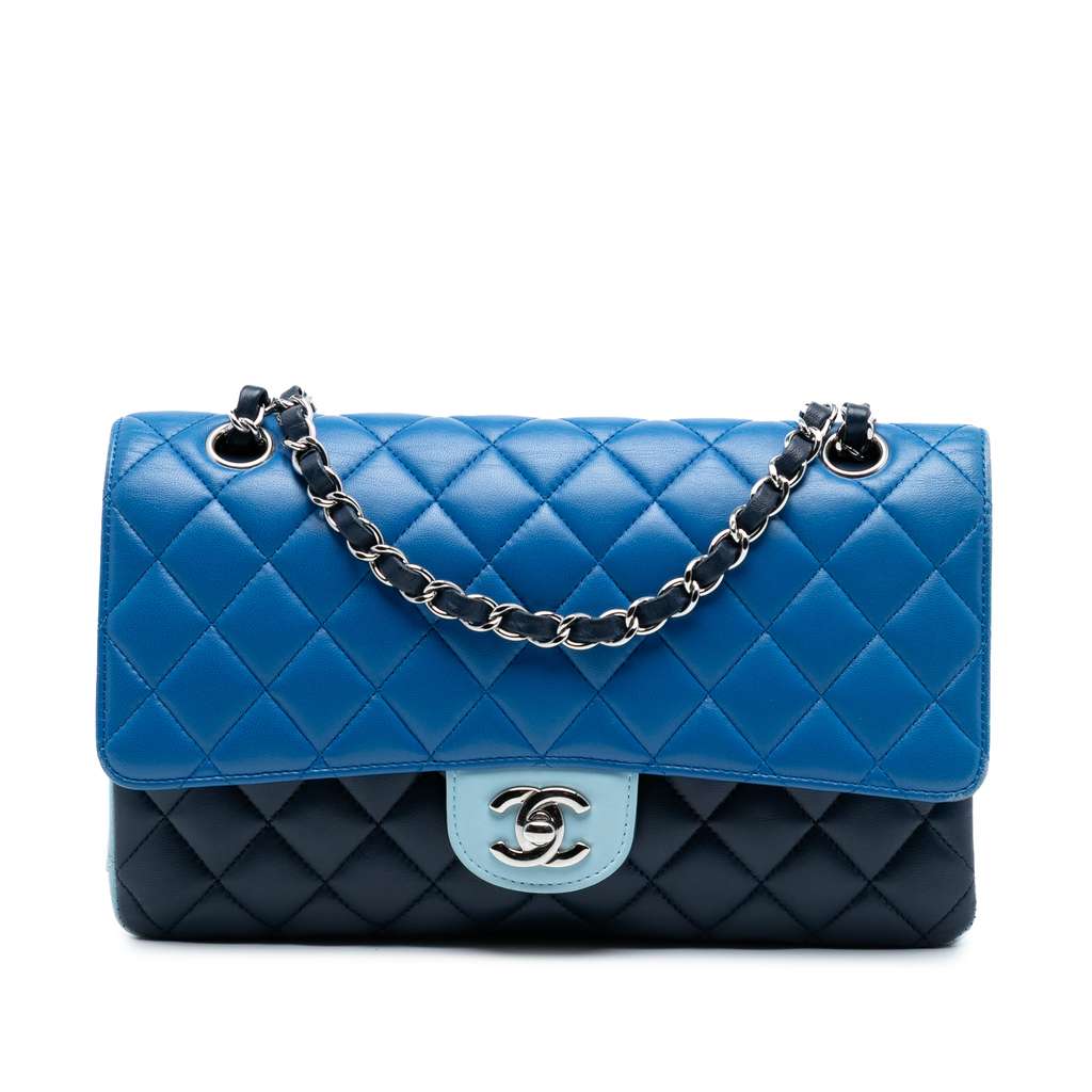 Chanel Medium Classic Tricolor Lambskin Double Flap