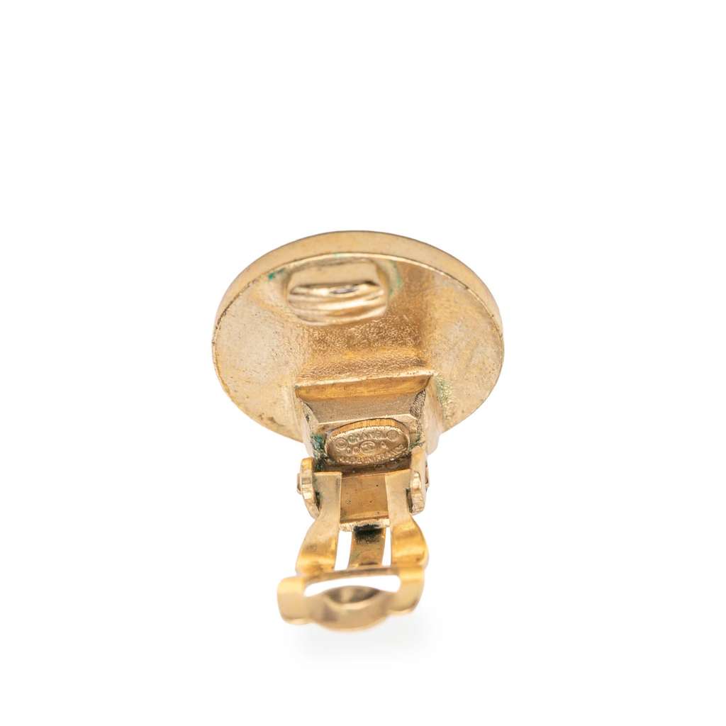 Chanel Gold Plated and Enamel CC Round Button Clip On Earrings - 3