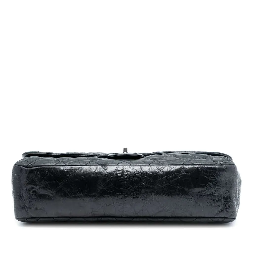 Chanel Jumbo Iridescent Calfskin In The Mix Flap Black Leather Fair - Inside View