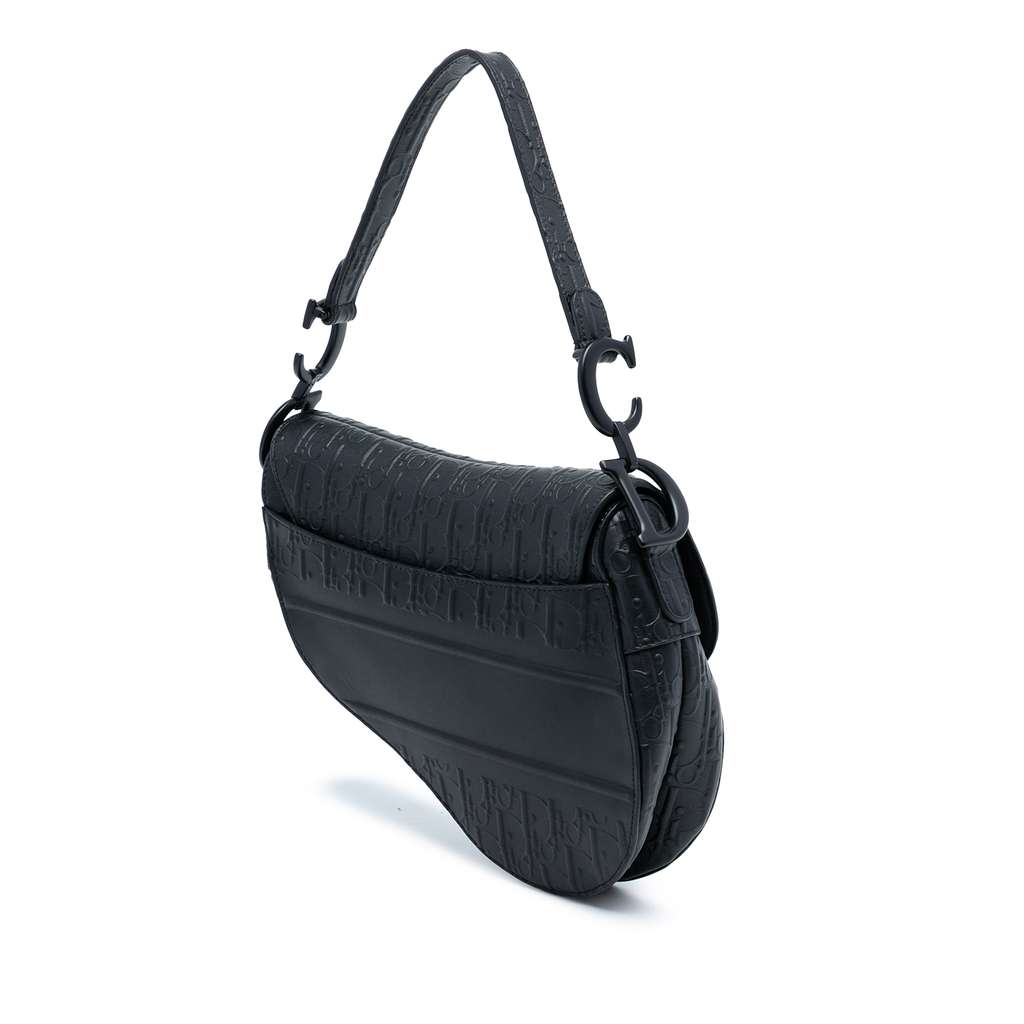 Dior Oblique Embossed Calfskin Saddle Bag - 2