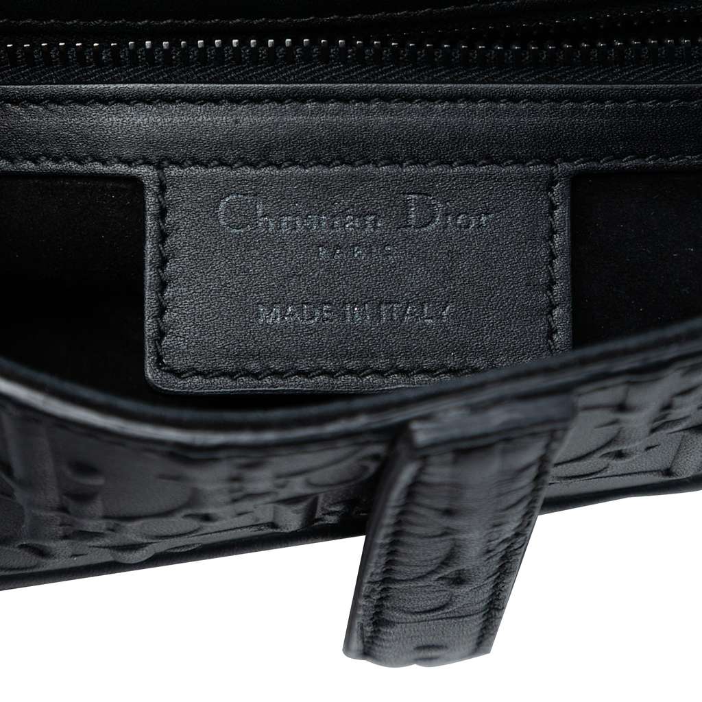 Dior Oblique Embossed Calfskin Saddle Bag - 5