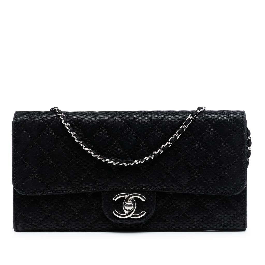Chanel CC Quilted Textured Suede East West Flap