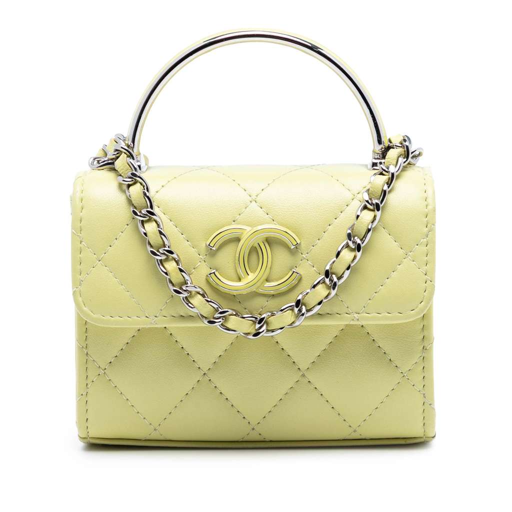 Chanel Mini Quilted Lambskin Chain Top Handle Bag