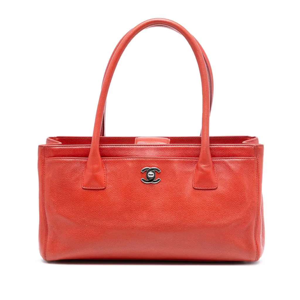 Chanel Small Calfskin Executive Cerf Tote Red Leather Good - Front View