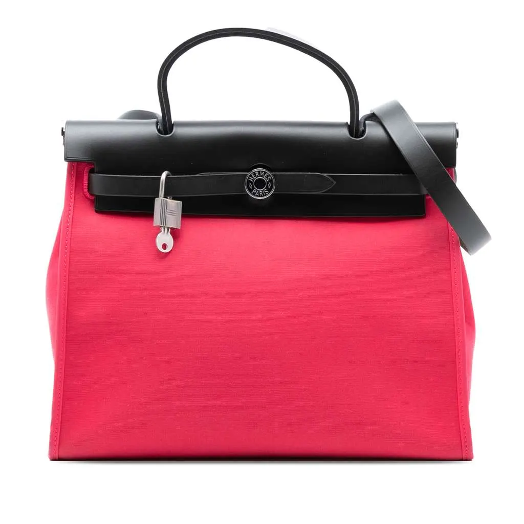 Hermès Toile Herbag Zip 31 Pink Canvas Very good - Front View