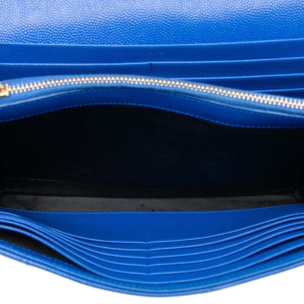 Saint Laurent Grain De Poudre Chevron Monogram Envelope Chain Wallet - 4