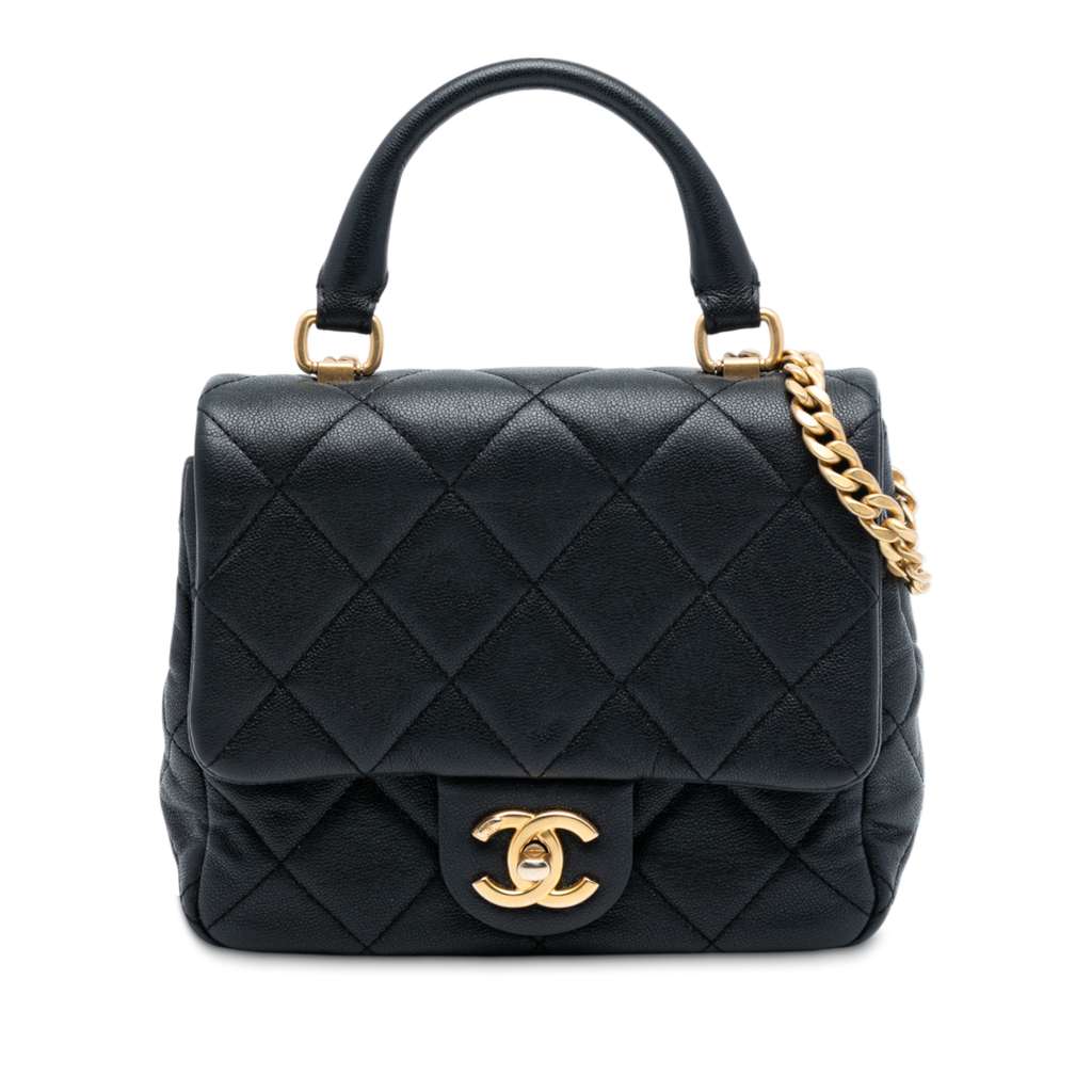 Chanel Mini Quilted Caviar Top Handle Flap