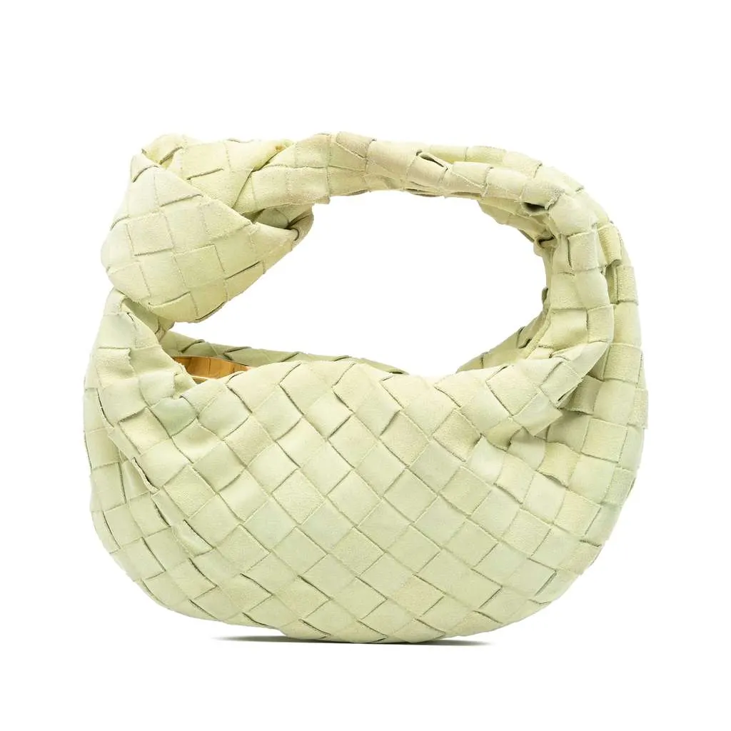 Bottega Veneta Mini Suede Intrecciato Jodie Yellow Leather Very good - Front View