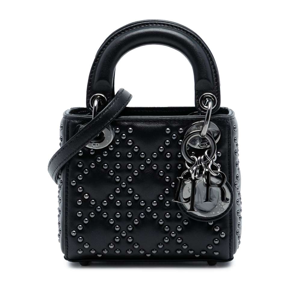 Dior Micro Lambskin Cannage Studded Supple Lady Dior