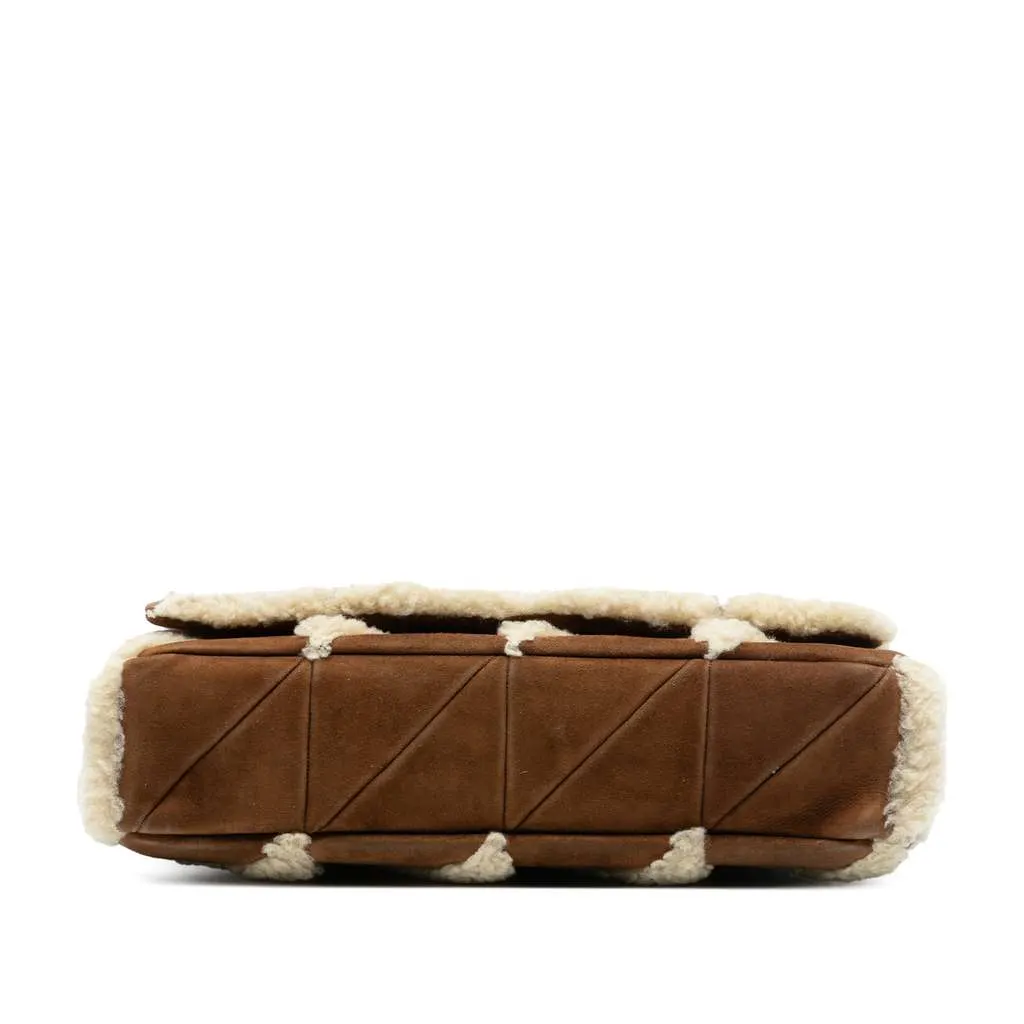 Saint Laurent Medium Suede and Shearling Patchwork Jamie Shoulder Bag Brown Leather Very good - Inside View