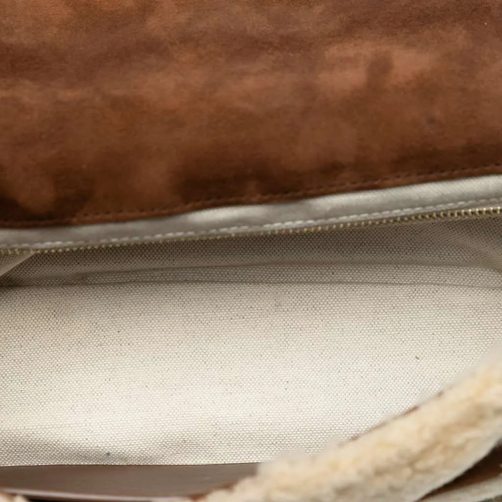 Saint Laurent Medium Suede and Shearling Patchwork Jamie Shoulder Bag Brown Leather Very good - Model View
