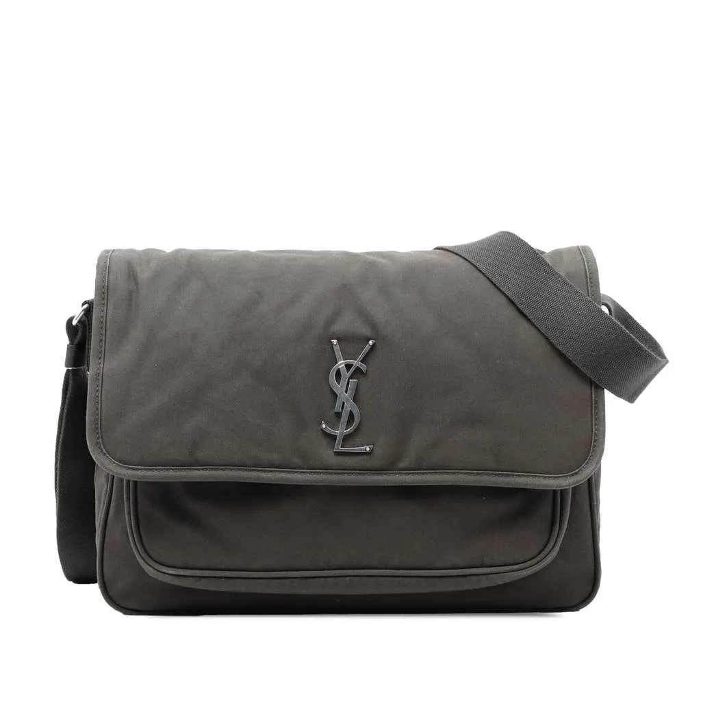Saint Laurent Canvas Niki Messenger Bag Grey Canvas Good - Front View