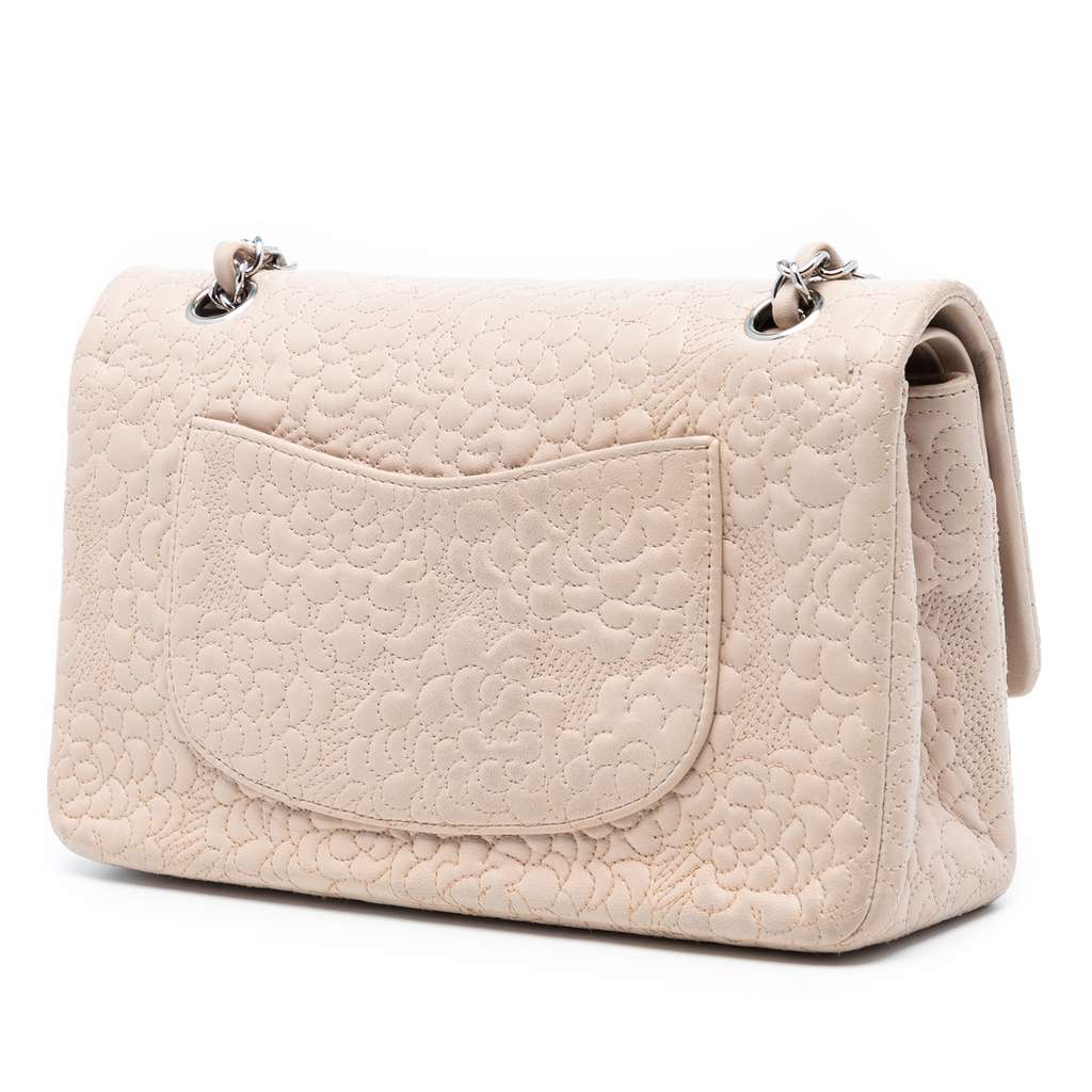Chanel Medium Classic Lambskin Camellia Stitched Double Flap - 2