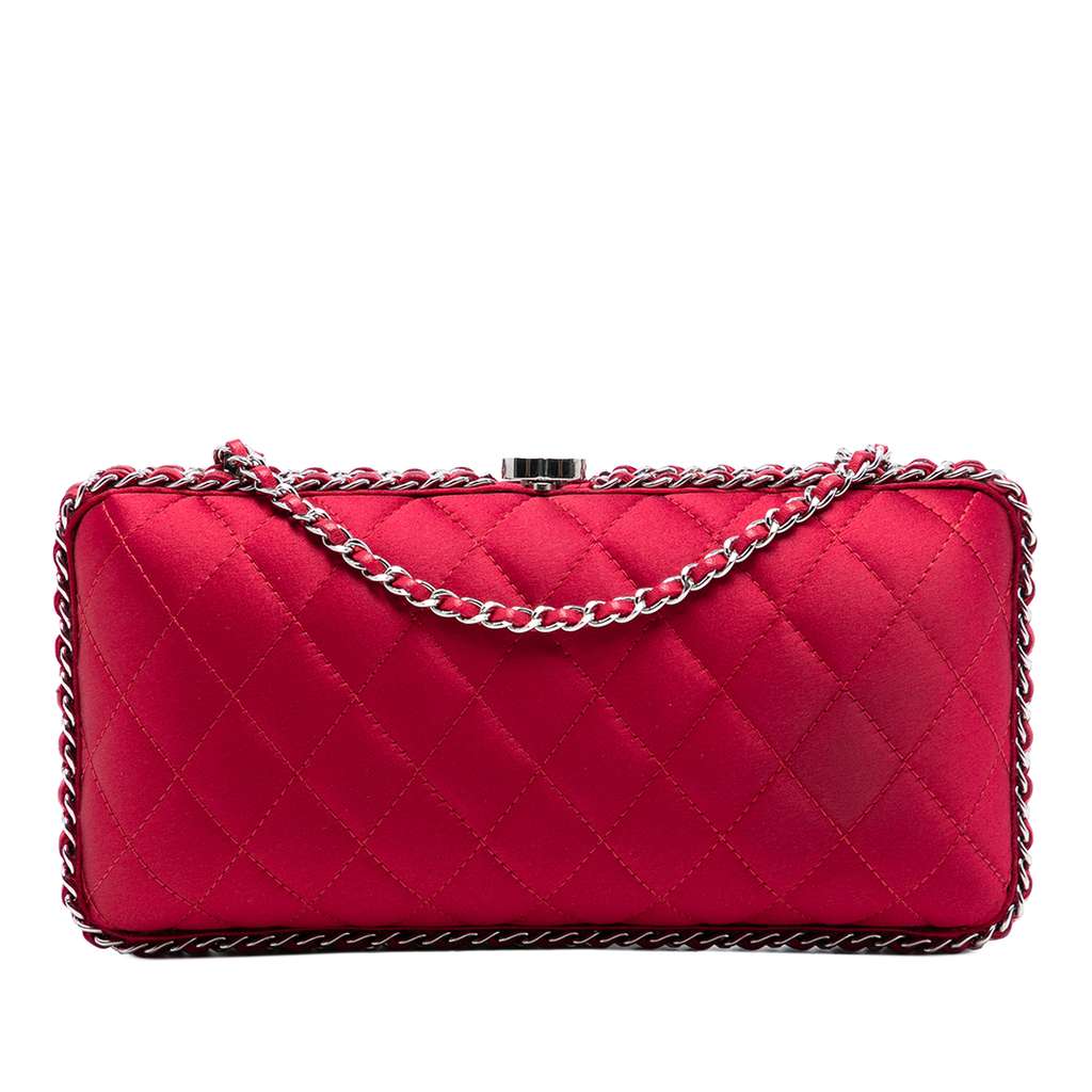 Chanel Quilted Satin Chain Around Clutch with Chain
