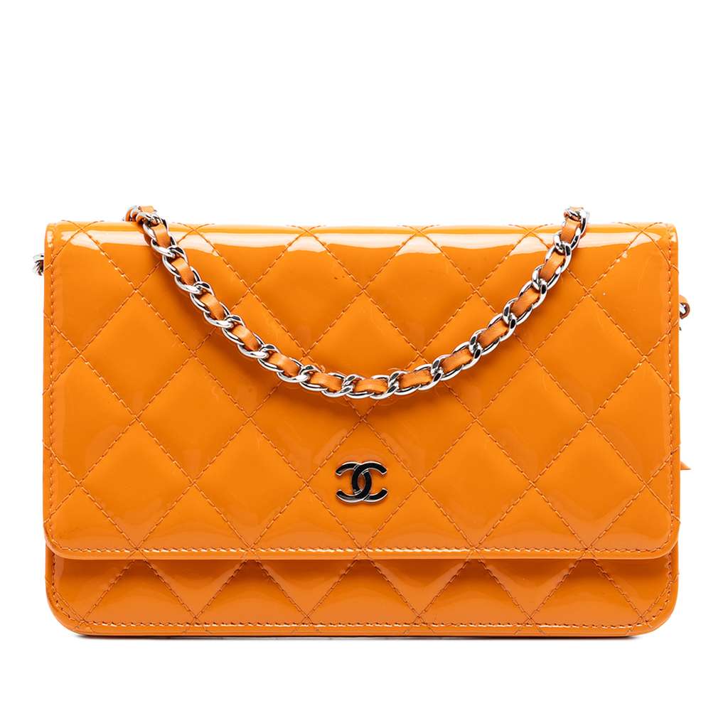 Chanel CC Quilted Patent Wallet on Chain