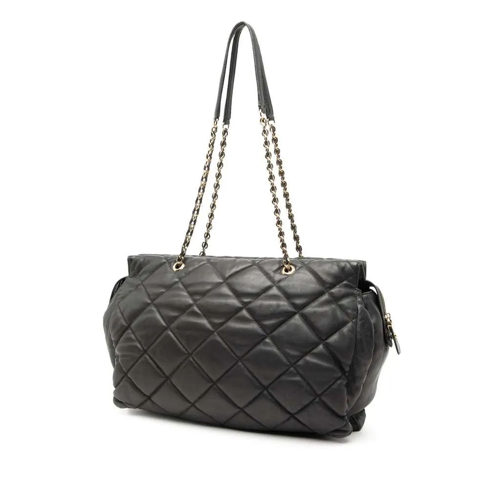 Salvatore Ferragamo Large Quilted Nappa Vara Tote Black Leather Very good - Back View