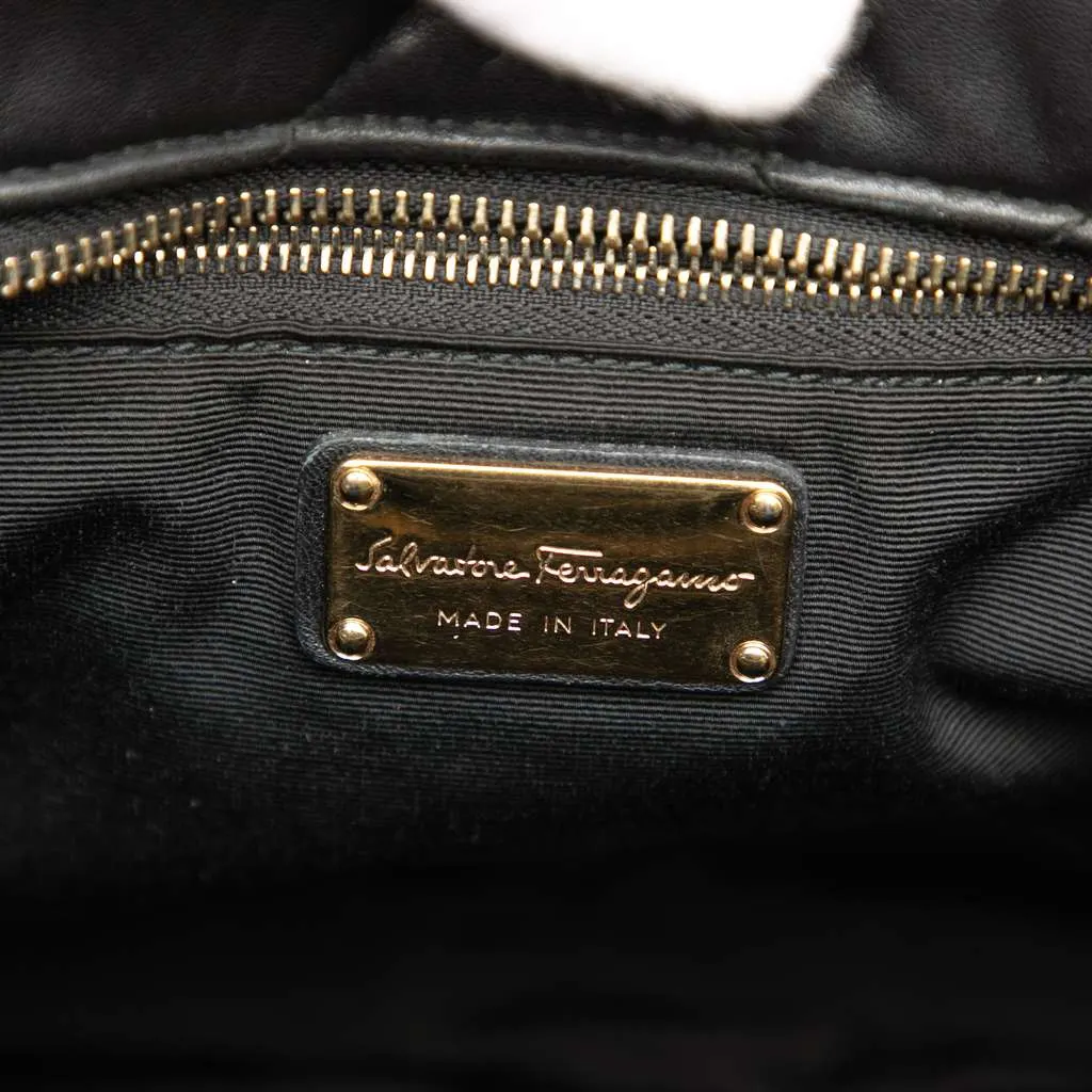 Salvatore Ferragamo Large Quilted Nappa Vara Tote Black Leather Very good - Box View