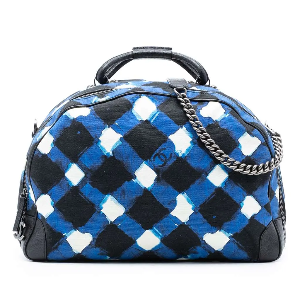 Chanel Printed Canvas and Caviar Airlines Round Trip Travel Bag Black Canvas Very good - Front View