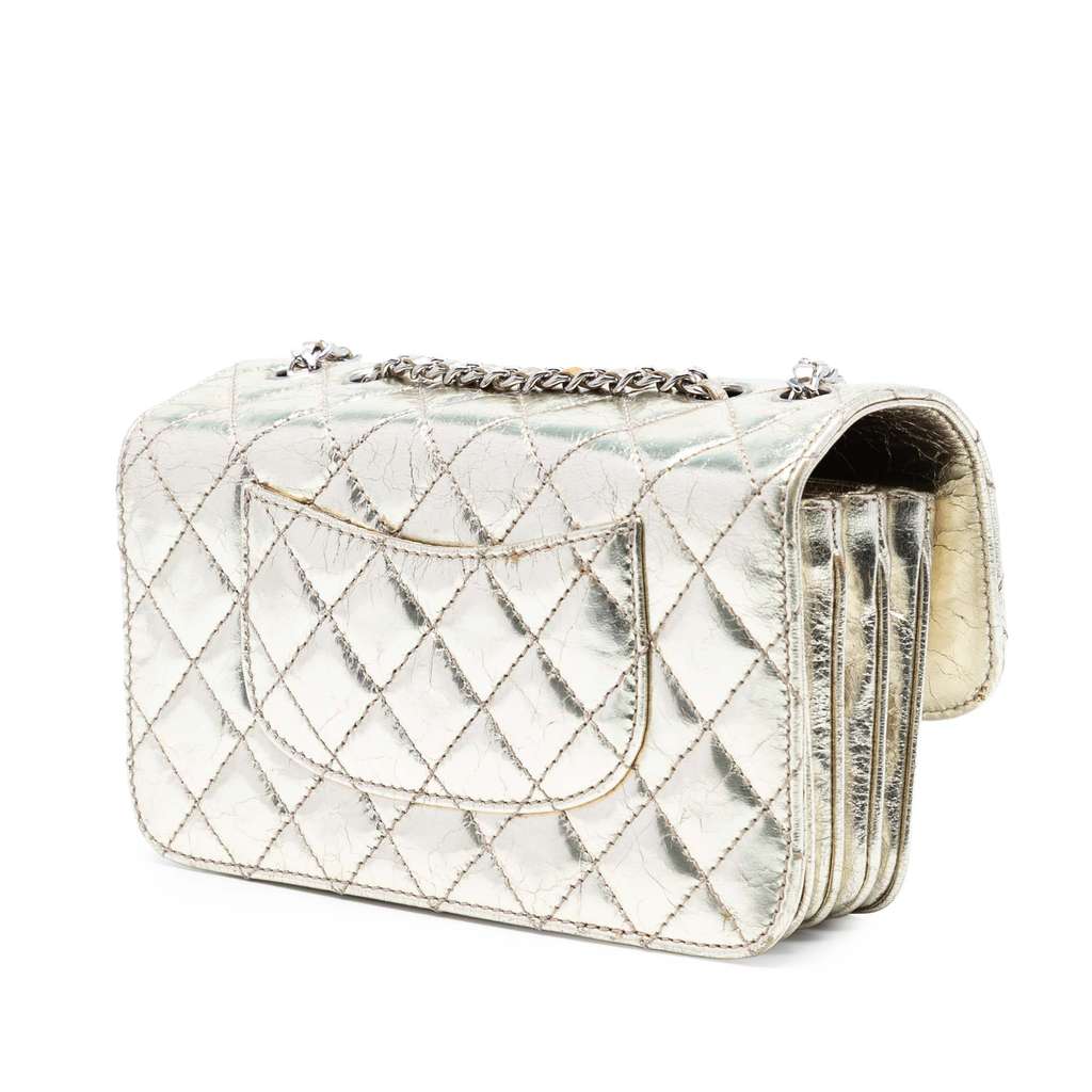 Chanel Small Metallic Crackled Calfskin Clams Pocket Flap - 2