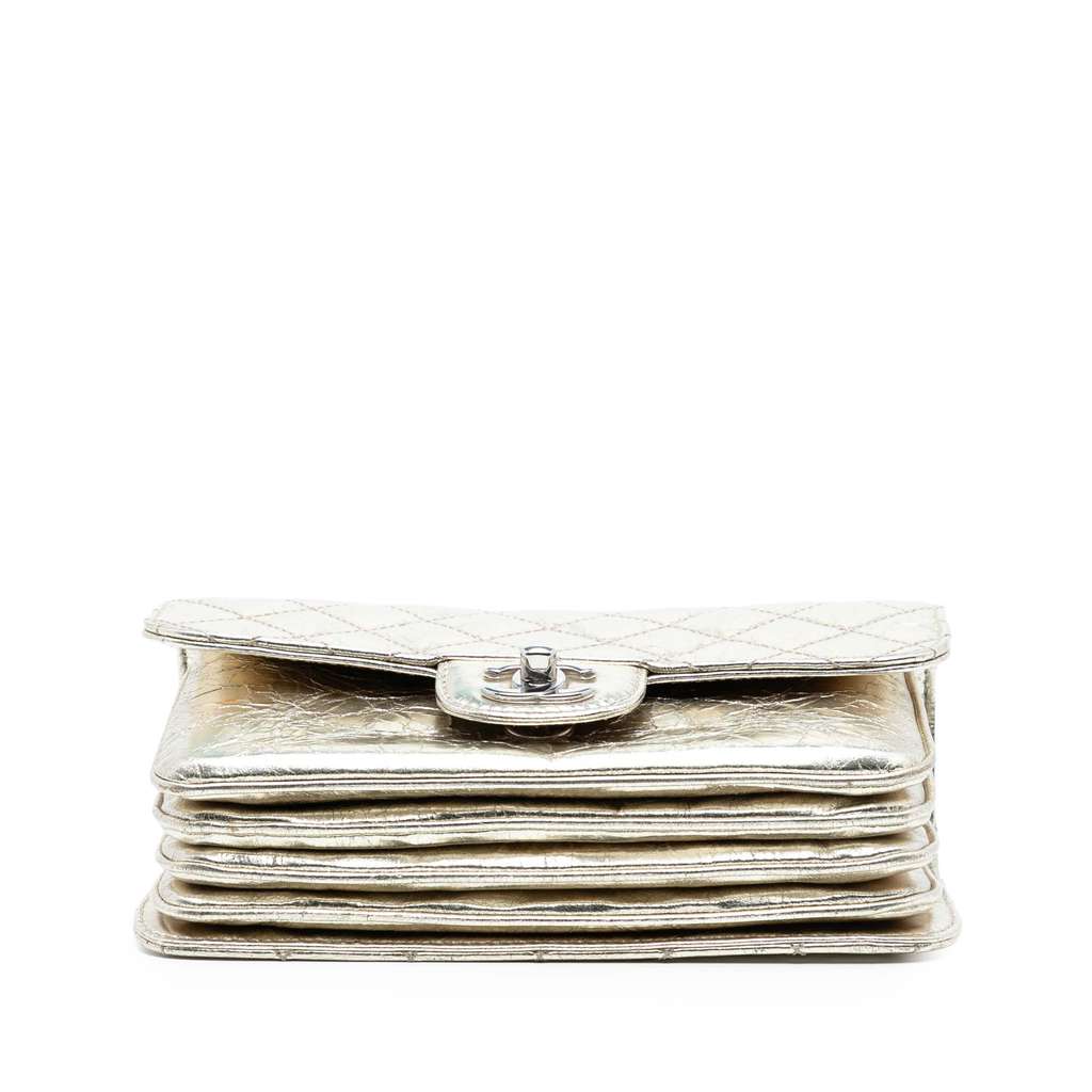 Chanel Small Metallic Crackled Calfskin Clams Pocket Flap - 3