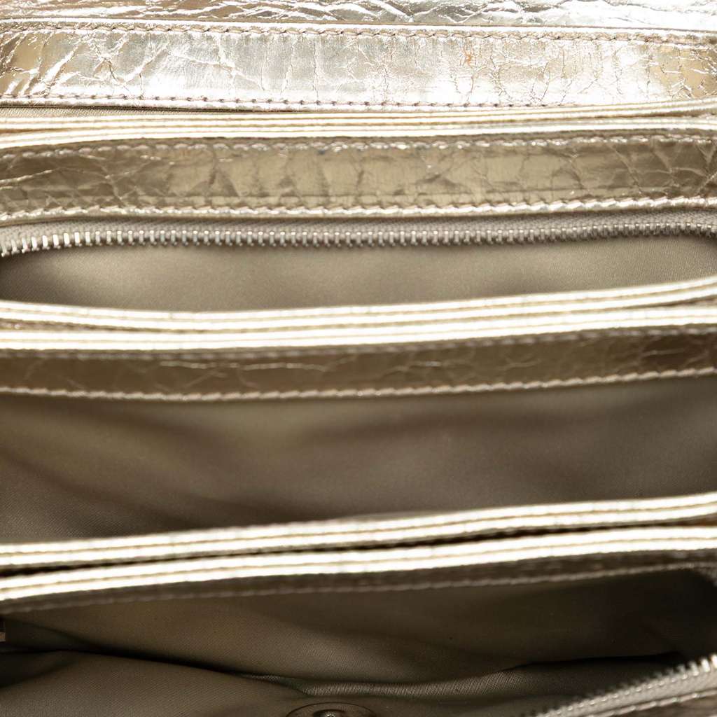 Chanel Small Metallic Crackled Calfskin Clams Pocket Flap - 4