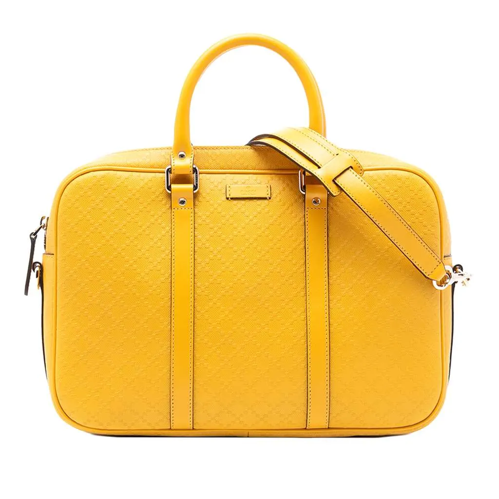 Gucci Medium Leather Diamante Bright Business Bag Yellow Leather Very good - Front View