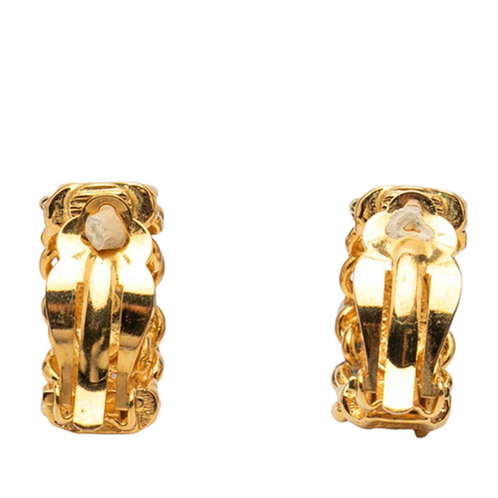 Chanel Gold Plated CC Chain Clip On Earrings - 2