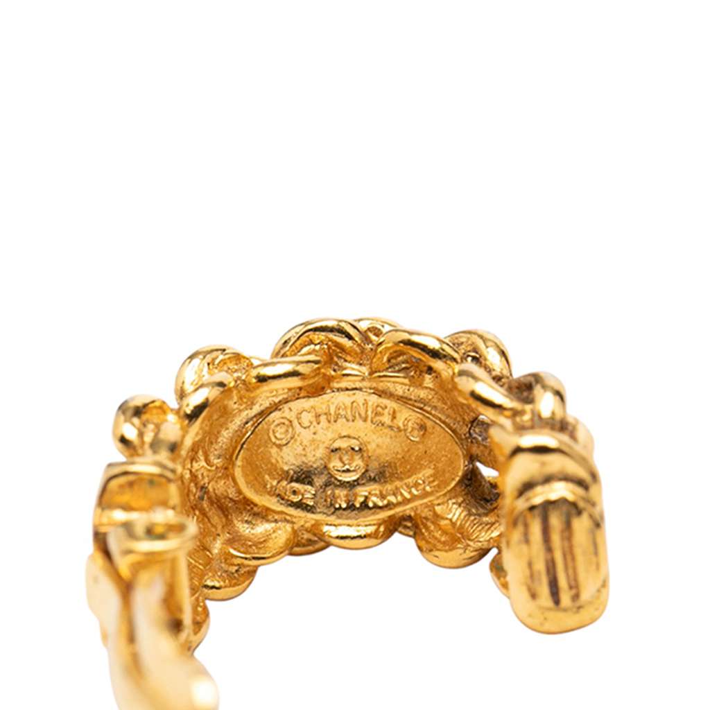 Chanel Gold Plated CC Chain Clip On Earrings - 3