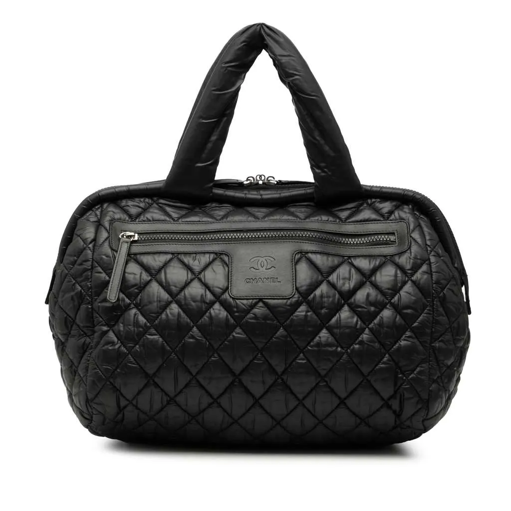 Chanel Quilted Nylon Coco Cocoon Bowling Bag Black Very good - Front View