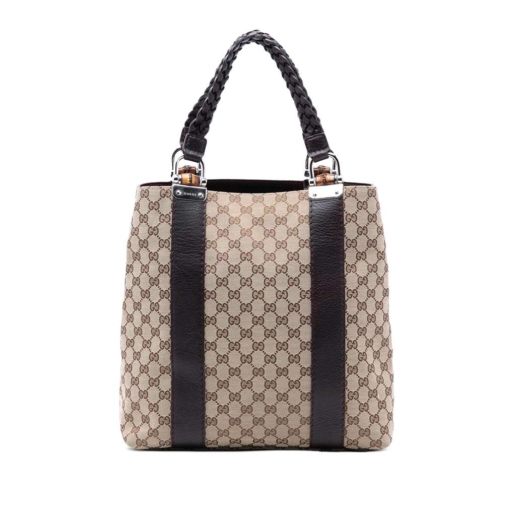 Gucci Large GG Canvas Bamboo Libeccio Tote