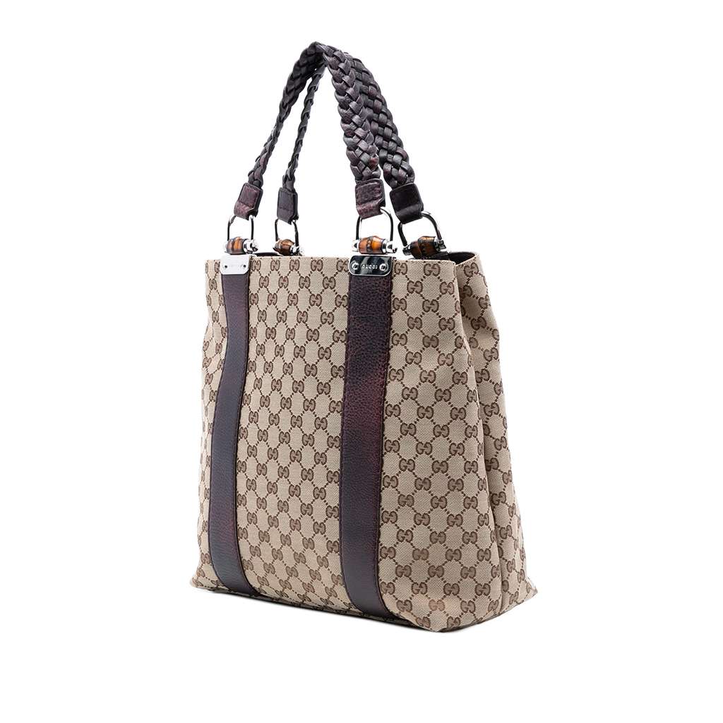 Gucci Large GG Canvas Bamboo Libeccio Tote - 2