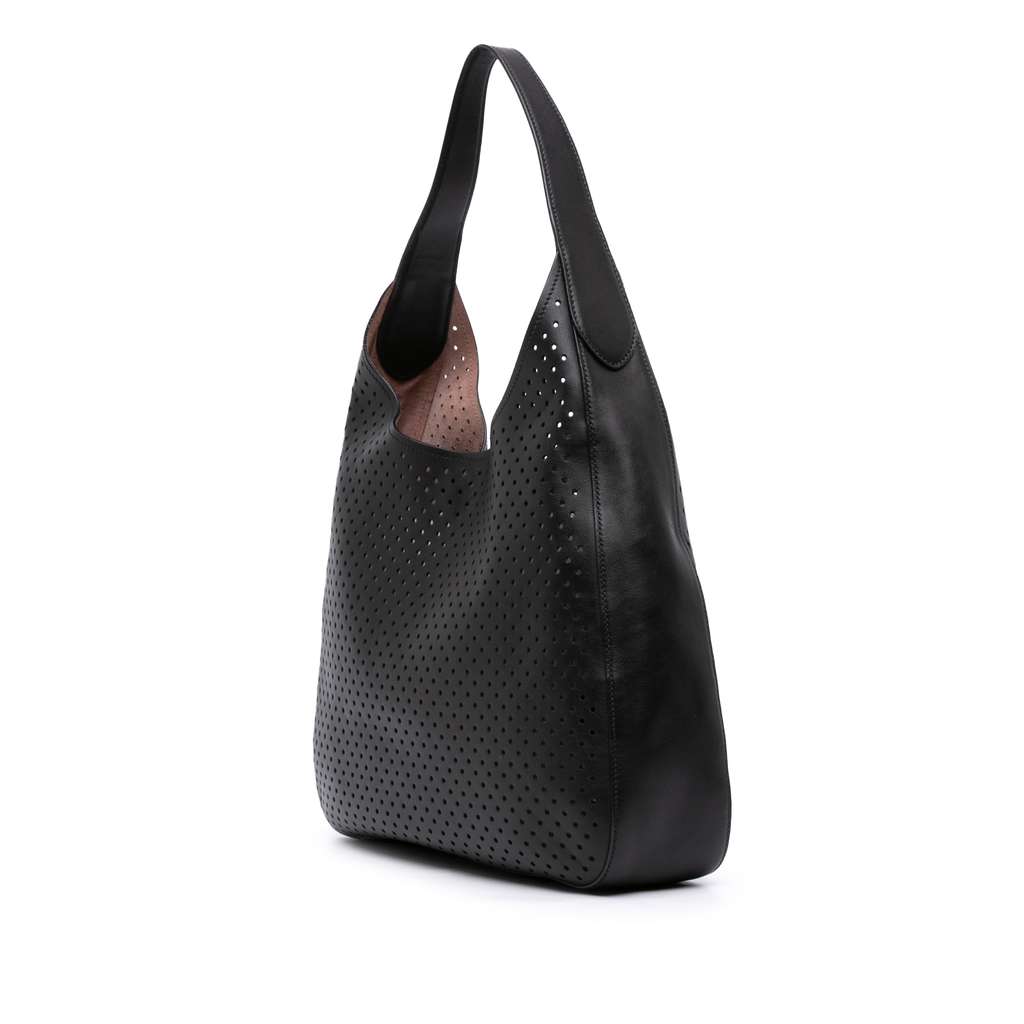 Prada City Fori Perforated Leather Hobo Bag - 2