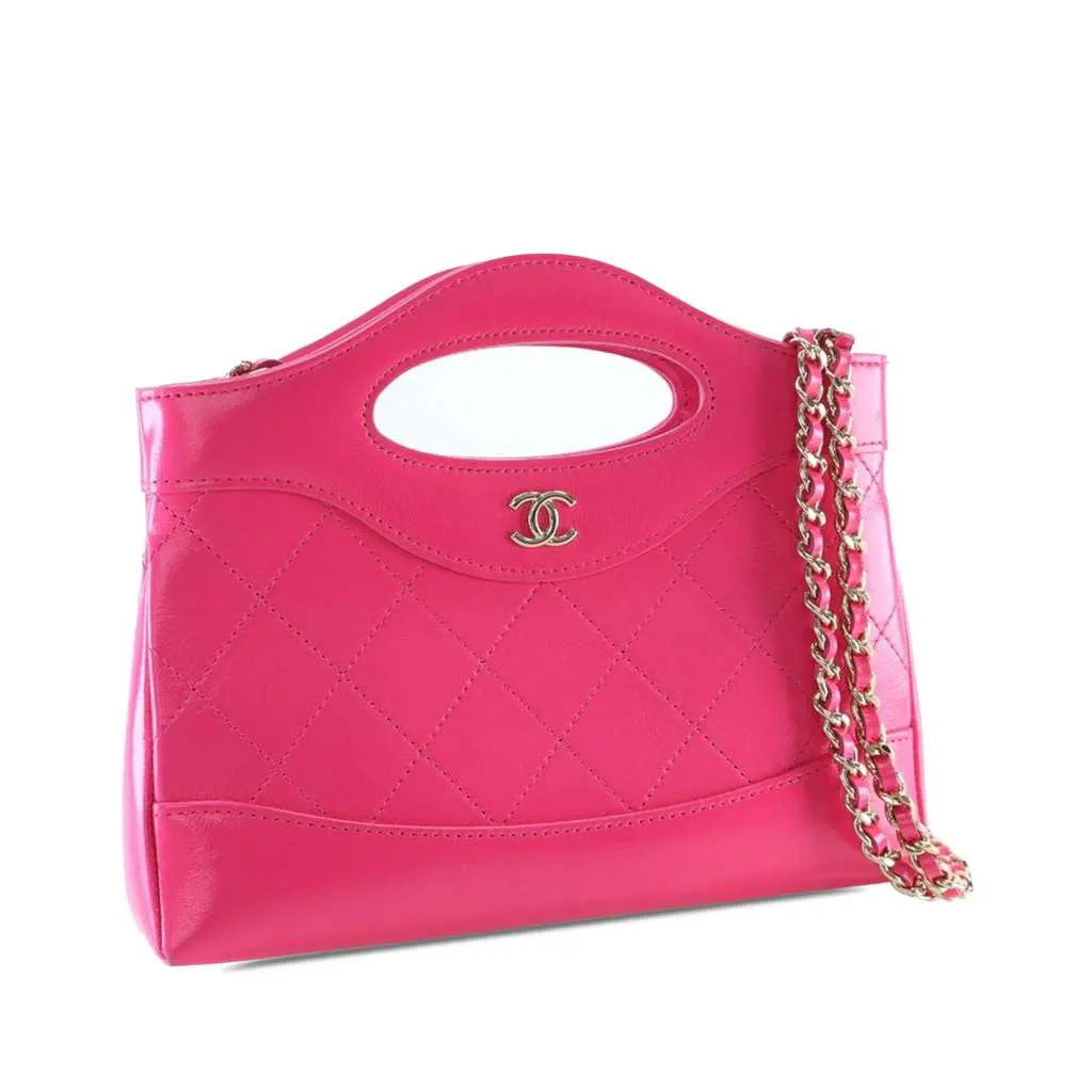 Chanel Nano Shiny Aged Calfskin 31 Shopping Bag Pink Leather Good - Back View