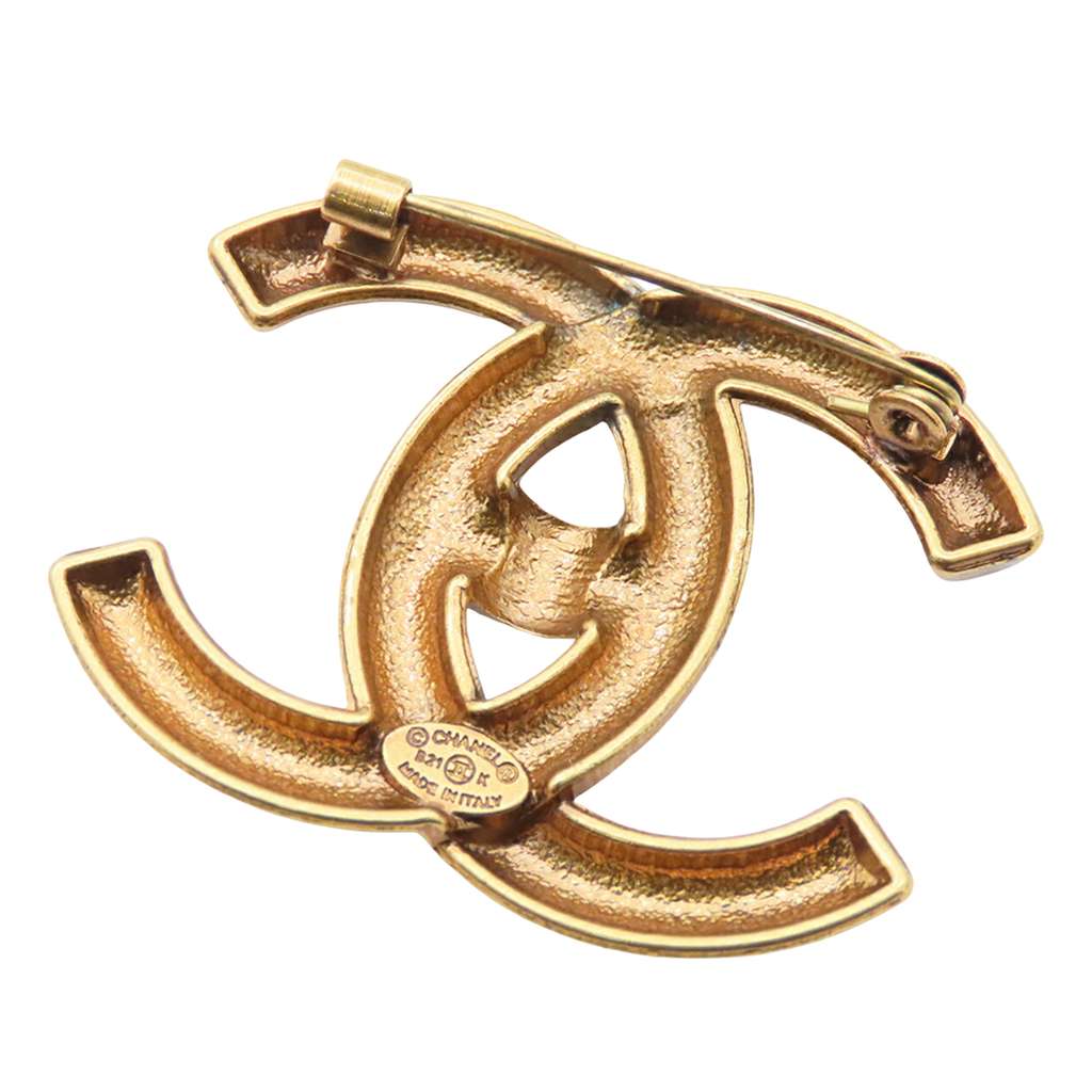 Chanel Gold Plated CC Brooch - 2