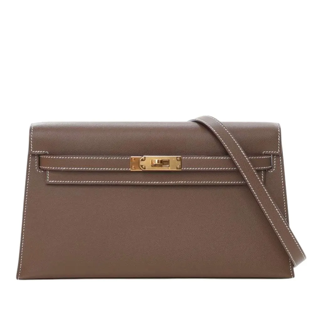 Hermès Veau Madame Kelly Elan Brown Leather Good - Front View