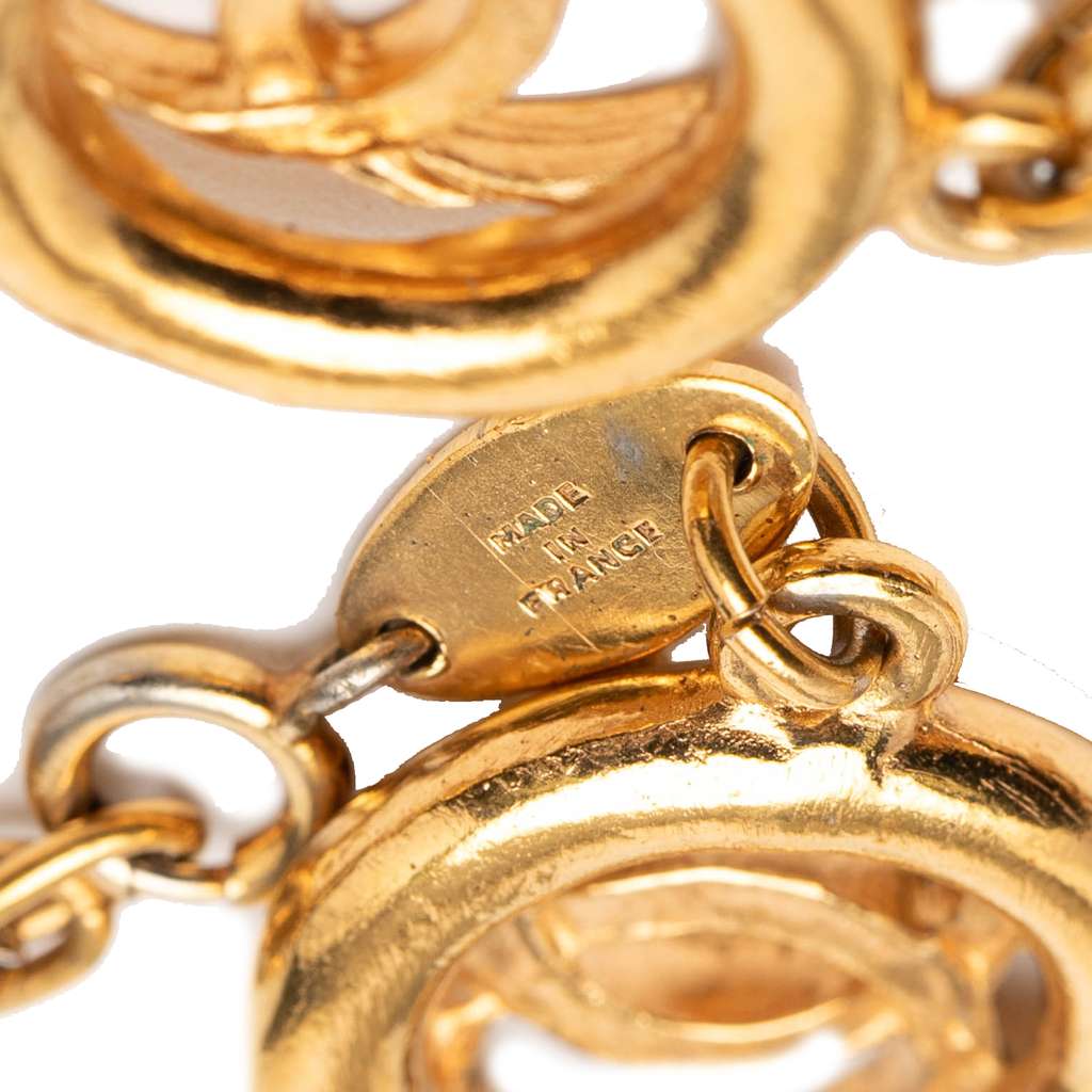 Chanel CC Gold Plated Openwork Circle Charms Link Bracelet - 5