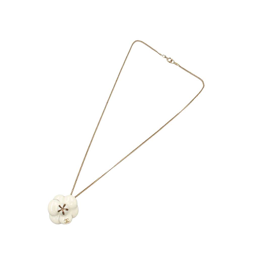 Chanel Gold Plated CC Camellia Pendant Necklace
